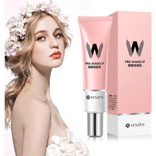 1Pcs VENZEN W Brighten Primer Make Up Foundation Long-Lasting Natural Concealer Cream Shrink Invisible Pore Cosmetics TSLM2