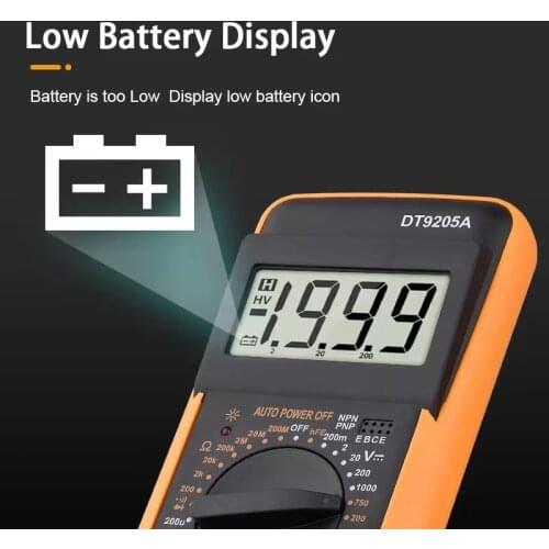 Professional Digital Multimeter Tester Electrical Test Meter Voltmeter With Buzzer Resistance Capacitance Test Leads DT9205A
