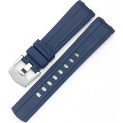 20mm Watch strap Replacement for Omega Seamaster 300 Curved End Fluorous Rubber silicone watchband Stainless steel buckle