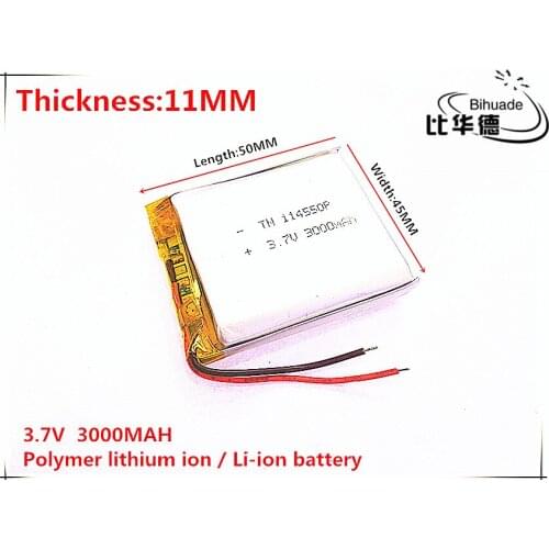 SD 1pcs/lot Free Shipping 114550 3.7 V lithium polymer battery 3000 mah DIY mobile emergency power
