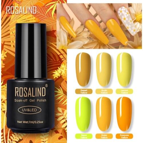 ROSALIND Yellow Color Series Gel Nail Polish Base Top Gel Polish For Nail Art Design Manicure Hybrid Varnishes Semi Permanent