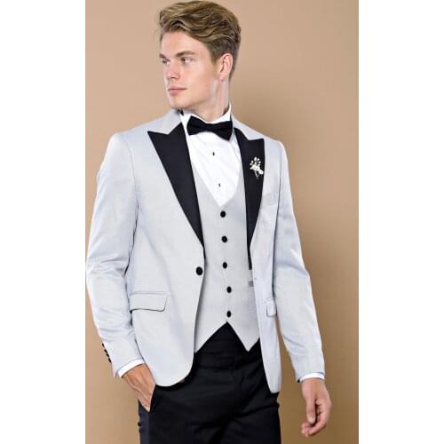 Patterned Removable Lapel Grey Tuxedo Wessi
