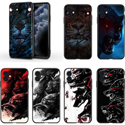 Animal Totem Wolf Lion For Apple iPhone 13 12 11 Mini XS XR X Pro MAX SE 2020 8 7 6 5 5S Plus Black Silicone Phone Case