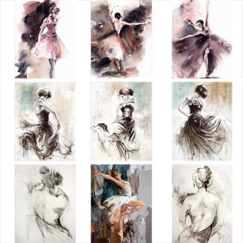 Dancing Ballerina Girl Sexy Woman Back Poster Wall Art Canvas Painting Wall Picture for Living Room Decor Birthday Gift