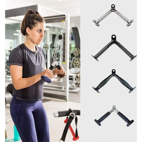 Gym Home Pully Cable Machine Attachments Handle Pull Down Rope Rowing Machine Accessories Muscle Strength Training V-handle