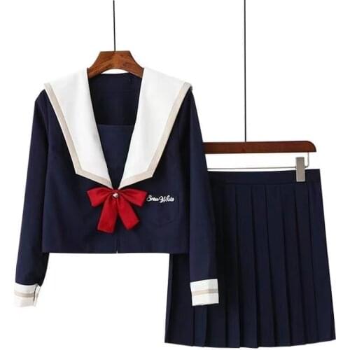 Navy Blue JK Uniform Summer Short/long Sleeve Japanese School Uniforms Girls Sailor Sets Pleated Skirt Jk Uniform Cos Costume