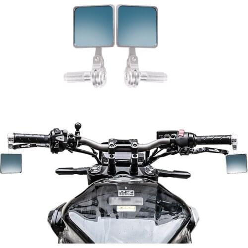 Universal Motorcycle Square Mirrors CNC Aluminum Rear View Handlebar Mirrors Moto Rearview Mirror for BMW Yamaha