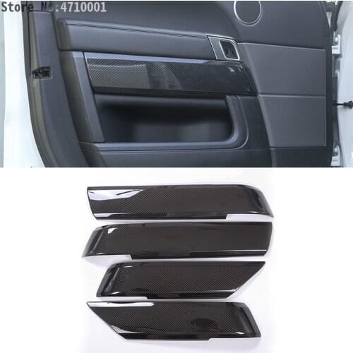 4pcs Carbon Fiber Style ABS Inner Door Panel Decoration Cover Trim For Land Rover Range Rover Sport RR Sport 2014 2015-2018