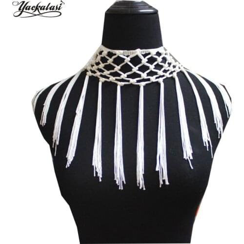 YACKALASI 5 Yards/Lot Knot Fringe Tassel Knot Tie Trimming Rayon Latin Dress Macrame Dairy White 15cm-28cm