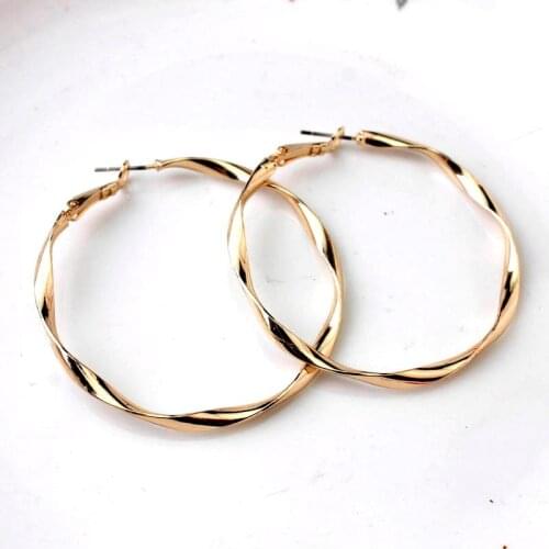 Gold Brass Copper Twisted Rotate Hoop Hook Earrings for Women