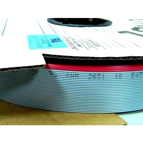 1 meter 1.27mm Gray Flat Ribbon Data Cable Wire 6 8 10 12 14 16 30 40 50 60 64 Cores AWG 28 UL2651 300V for 2.54mm IDC Connector
