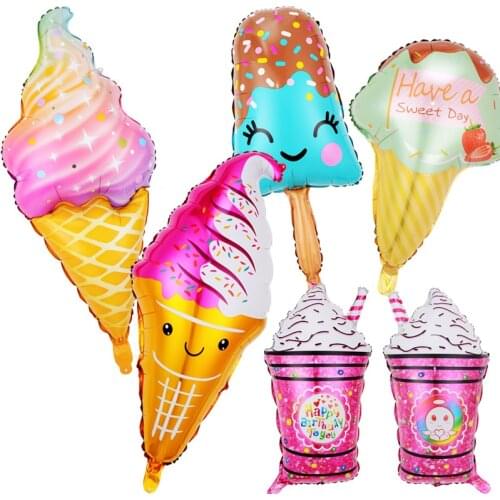 1pcs Ice Cream Cone Popsicle Series Aluminum Film Balloon Childrens Theme Birthday Holiday Party Atmosphere Decoration