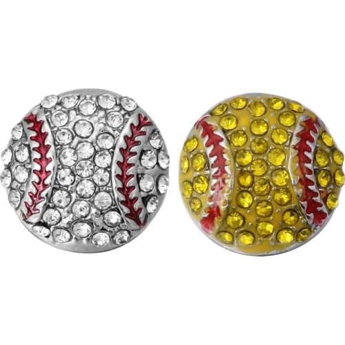 10pcs/lot New Snap Button Jewelry Oil Painting Baseball Crystal Softball 12mm Snap Buttons Fit Leather Metal Snap Bracelet