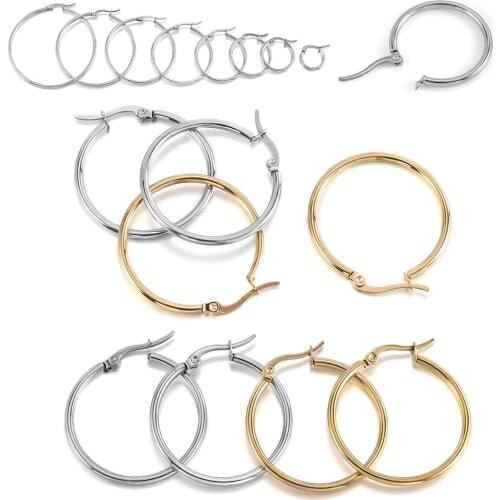 10Pcs 15-50mm Stainless Steel Earrings Open Earring Hooks Base Gold Ear Ring Drops DIY Dangle Earring Jewelry Making Accessories