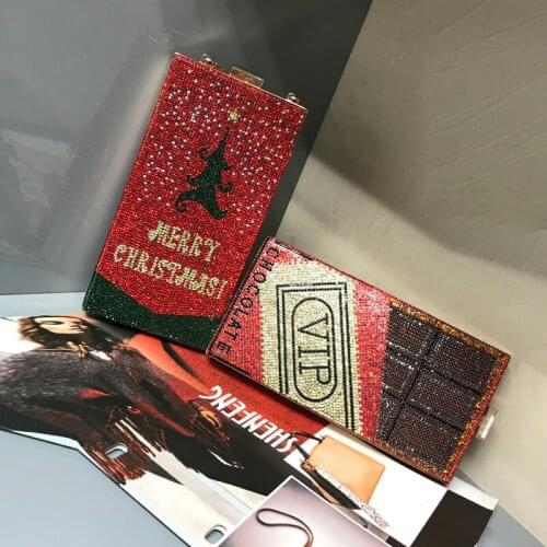 2020 European and American Fashion Christmas Tree Female Bag VIP Rhinestone Party Dinner Bag High Quality Shoulder Messenger Bag