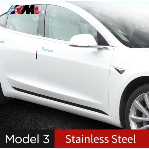 4PCS Car Guard Crash Bar Edge Door Bumper Strip Anti-collision Protect For Tesla Model 3 Y Exterior Accessories Protection