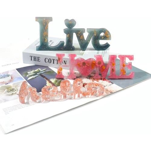 6pcs HOME LOVE Letter Silicona Moldes Crystal DIY Craft Epoxi Transparente Resina Mold For Home Decoration Jewelry Making Tool