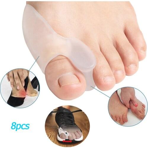 8pcs Silicone Gel Foot Care Tool Bunion Corrector Bone Big Toe Separator Spreader Eases Foot Pain Foot Straightener Protector