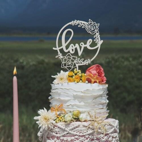 Boho wedding cake topper,Love Wedding Cake Topper, Rustic wedding cake topper, romantic wedding cake topper, Garden wedding cak