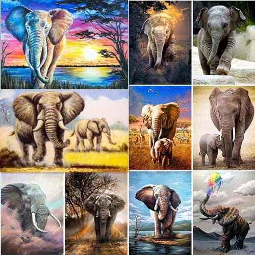 Diy 5D Diamond Painting Elephant Animals Diamond Mosaic Full Round Diamond Embroidery Cross Stitch Rhinestone Home Decor Gift