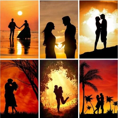 FIYO 5D DIY Diamond Painting New Arrivals Couple Sunset Full Diamond Embroidery Mosaic Landscape Beaded Pictures Home Decor Gift