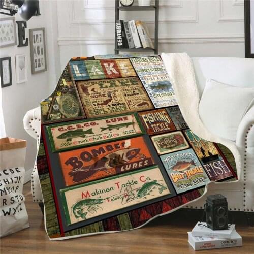 Fishing Lodge 3d printed fleece blanket for Beds Hiking Picnic Thick Fashionable Bedspread Sherpa Throw Blanket Drop Shipping