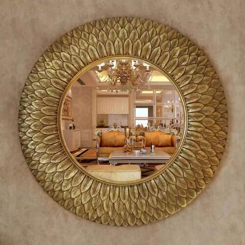 European Style Classic Bathroom Resin Mirror Make-up Mirror Wall Decor Living Room Ornaments