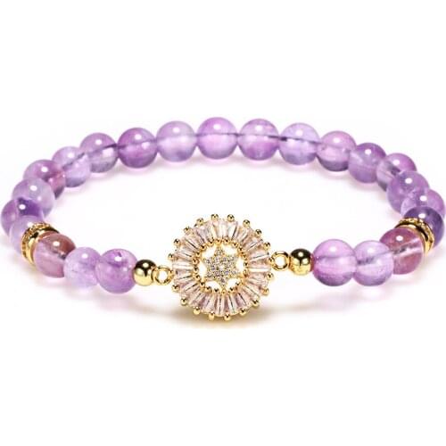 Korean Crystal Six - Star Bracelet for Women Noble Temperament Zircon Bracelet INS Beads Cold Wind Jewelry Gifts