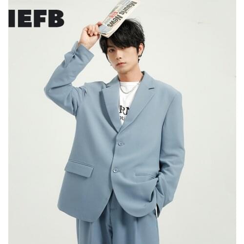 IEFB Mens Clothing 2021 Autumn New Oversize Suit Coat Causal Korean Streetwear Fashion Long Sleeve Office Blazers Male 9Y6447