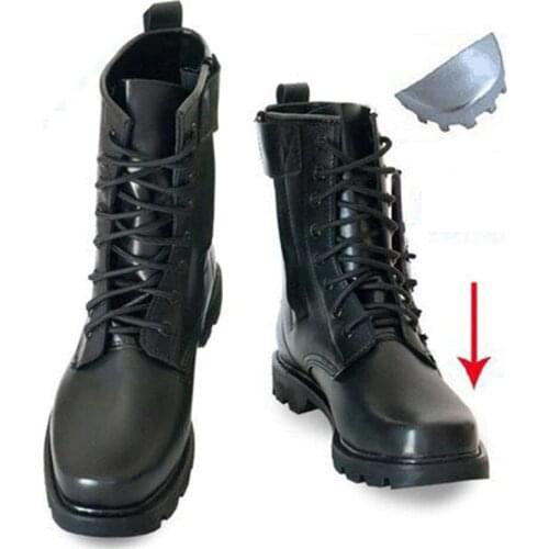 Steel Toe Microfiber Leather Men Military Boots Mens Motorcycle Riding Hunting Walking Shoes Designer Desert Botas Hombre Black