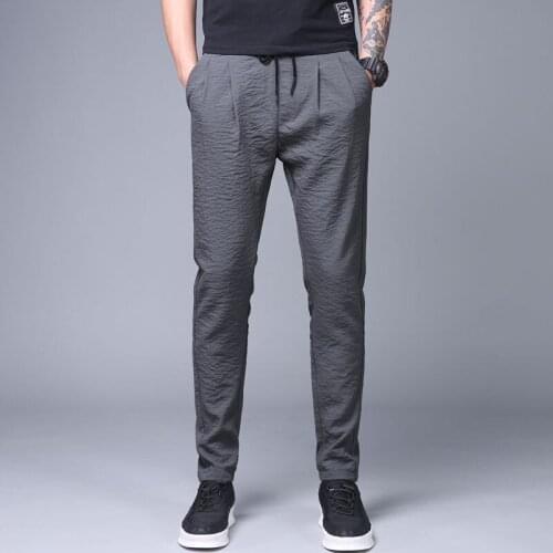 New Trousers Mens Summer Casual Elastic Waist Loose Male Solid Straight Pants Plus Size 5XL Mens Sweat Pants