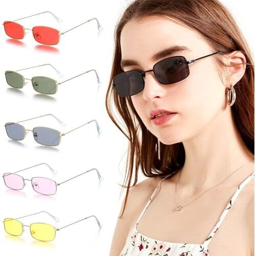 1 Pair Fashion Metal Frame Rectangle Sunglasses Retro Shades UV400 Eyewear for Men Women Summer Goggles Daily Driving Eyewear