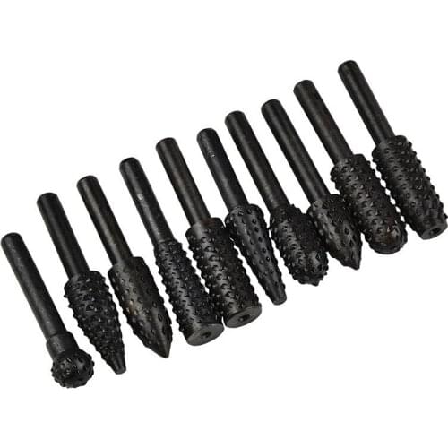 Onnfang Popular Shapes 1/4" Shank Rotary Craft Files Carbon Steel Rotary Rasp File Rasp Burrs Bits Grinding For Woodworking