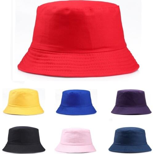 Solid Color Casual Bucket Hat Pure Cotton Outdoor Female Panama Cap Black White Fisherman Cap Men Summer Beach Travel Sunhat