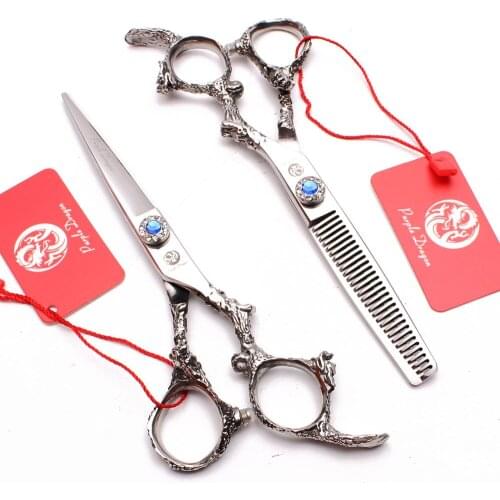 9005# 5.5" 440C Purple Dragon Hairdressers Scissors Cutting Shears Thinning Scissors Professional Hair Scissors Barber Scissors
