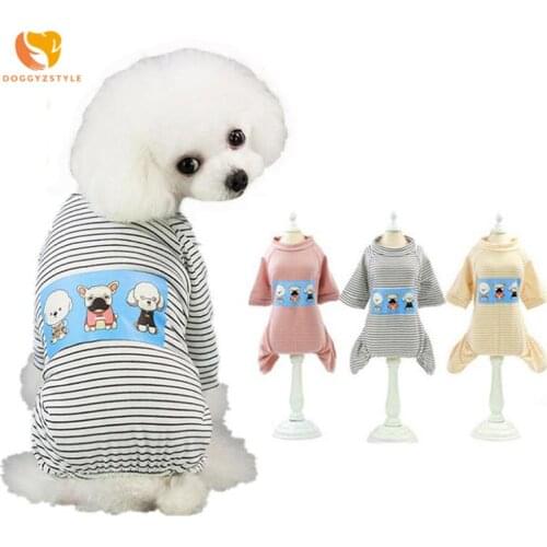 Dog Striped Pajamas Pet Pink Jumpsuit Spring Autumn Sleepwear Couple Wear Chihuahua Cotton Pink Black Costume S-XXL DOGGYSTYLE