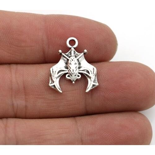 JAKONGO 10pcs Bat Charms Pendants for Jewelry Making Bracelet DIY Accessories 20x17mm