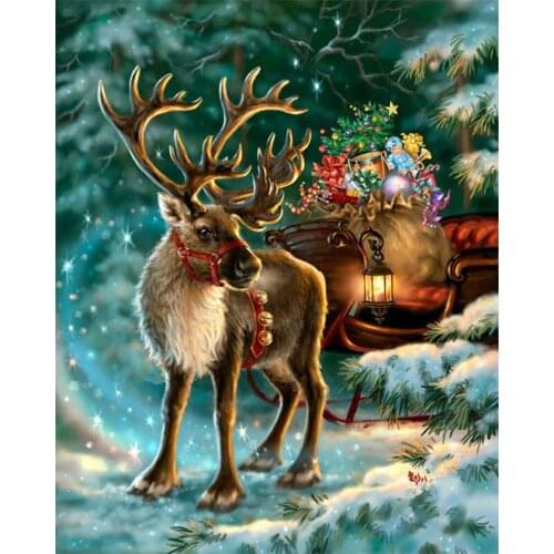 Full Drill 5D DIY Diamond Painting Christmas Deer 3D Diamond Embroidery Cross Stitch Mosaic Rhinestone Home Decor Gift