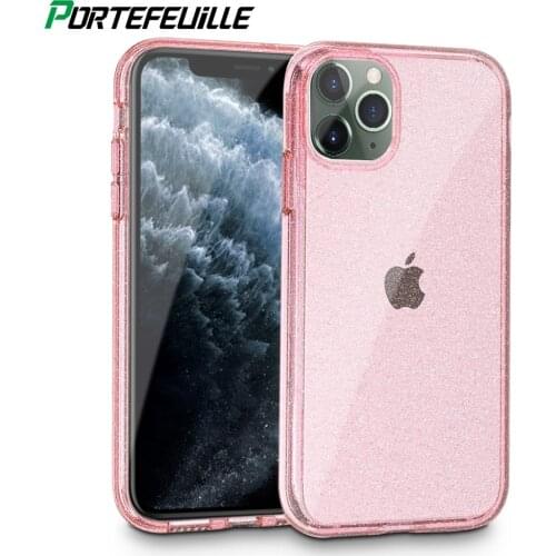 Shockproof Transparent Glitter Smartphone Case For iPhone 7plus 6 8plus 11 Pro Max 12 Mini XR XS 6s Clear Back Phone Cover Green