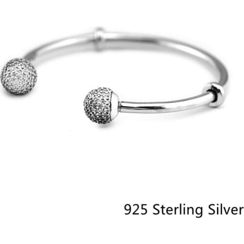 CKK Silver 925 Jewelry Sparkled Open Bangle For Women Gift Original Fashion Making Sterling Silver Bracelets