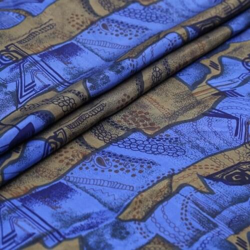 110CM Wide 12MM Thin Geometry Print Blue Silk Habotai Fabric Good for Summer Dress Skirt Shirt Pants B227