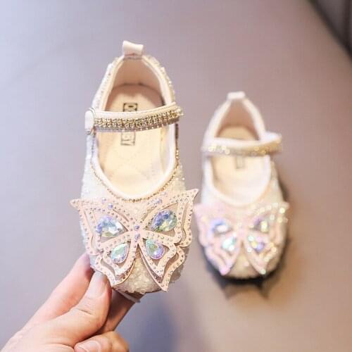 Autumn New Girls Sequins Princess Shoes Rhinestone Pearl Dance Fashion Children Shoes Performance Soft-soled Flat Kids Shoe G226