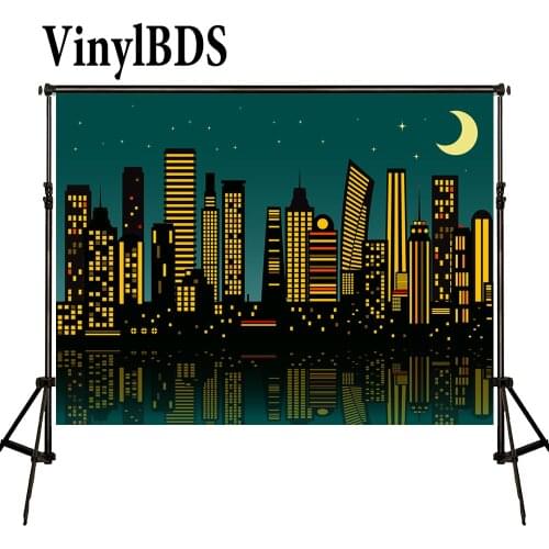 VinylBDS 5x7ft Cartoon City Night Photo Superhero Party Backdrop Cosplay Photography Background Kids Birthday Party Decorations