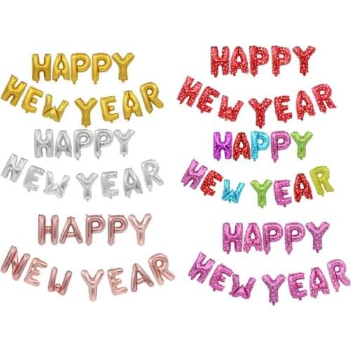 16" Multicolor Letters HAPPY NEW YEAR Foil Balloons Silver Gold Kids Ballons Party Merry Christmas Baby Shower Decor Supplies