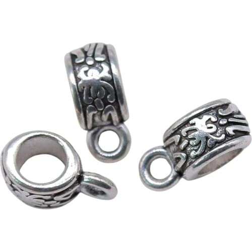 WYSIWYG 10pcs 11x6x5mm Bail Beads Spacer Bail Beads Fit Charm Bracelet Carved Spacers Beads Charms