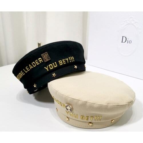 Women Beret hat letter portrait painter cap winter British short brim solid color no brim hedging hat outdoor newsboy cap