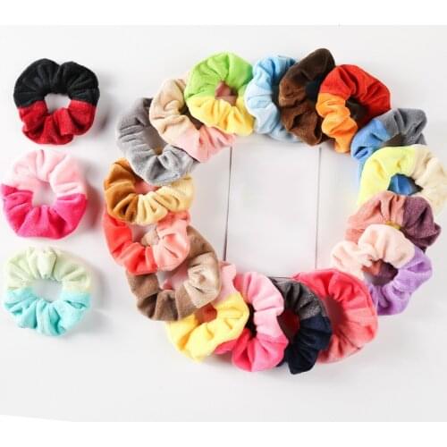 Winter Warm Rabbit Fur Hair Schrunchie Bright Color Fluffy Scrunches Plush Elastic Hair Chouchou Luxury Female Hair Ties