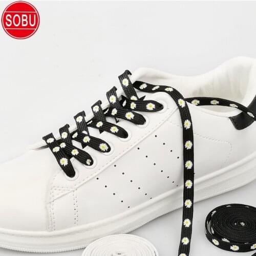 120cm Little Daisies Shoelaces Cartoon Printing Fashion Unisex Flat Shoe laces Canvas Sneakers Shoelace AF1 Sports Shoelaces