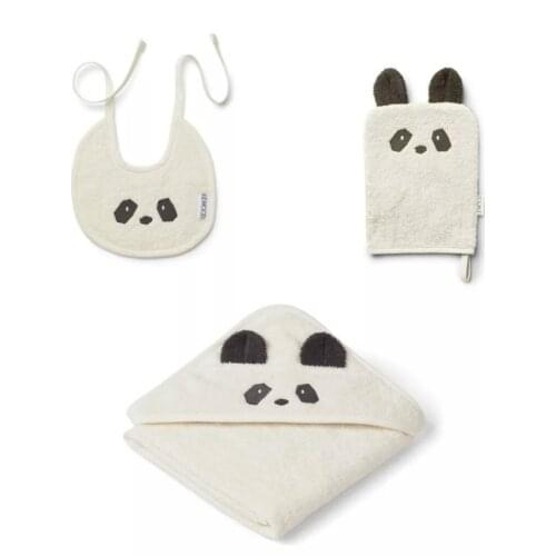 100% Organic Cotton Baby Bathrobe Cute Cartoon Panda Towel Bibs Rubbing Towel 3Pcs Set Kids Toddler Newborn Hooded Bath Towel