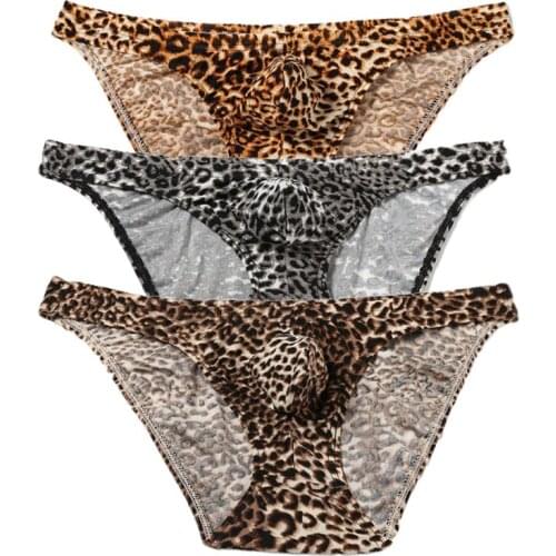3PCS Mens Underwear Jockstrap Sexy Bugle Pouch Briefs Thongs Cueca Leopard Underpants Slip Lingerie Gay Panties Tanga Bikini